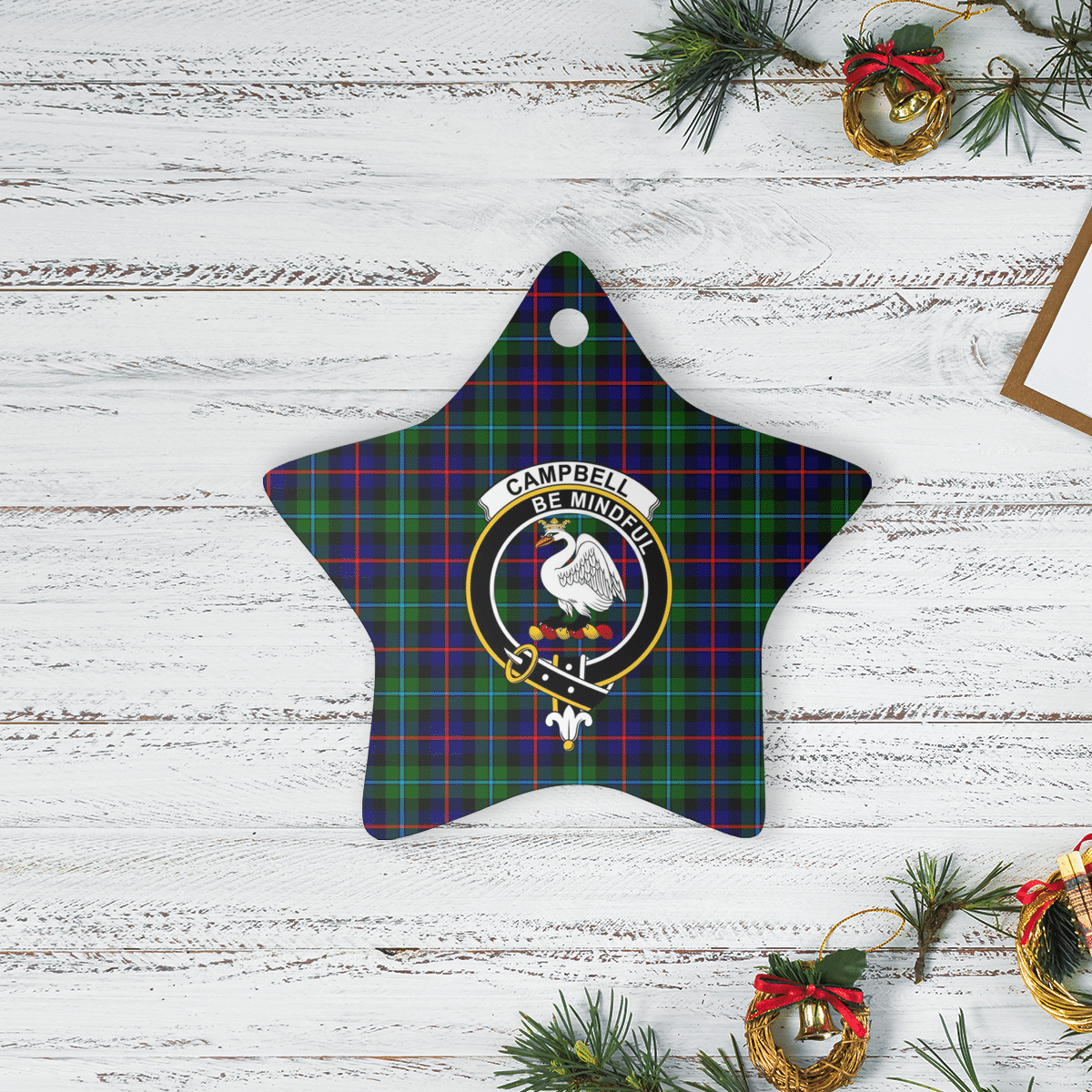 Clan Campbell of Cawdor Modern Tartan Crest Star Ceramic Ornament MW45 Campbell of Cawdor Modern Tartan Tartan Christmas   