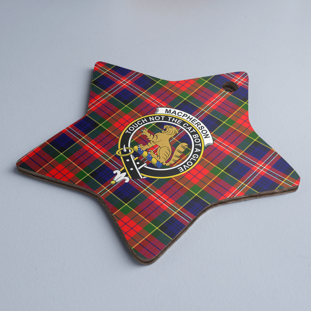 Clan MacPherson Modern Tartan Crest Star Ceramic Ornament VK48 MacPherson Modern Tartan Tartan Christmas   