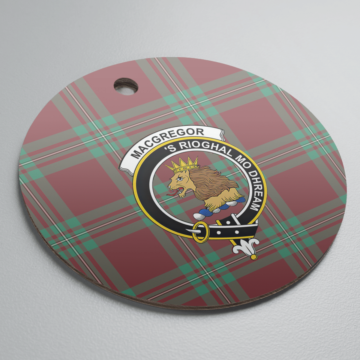Clan MacGregor Hunting Ancient Tartan Crest Round Ceramic Ornament FS66 MacGregor Hunting Ancient Tartan Tartan Christmas   