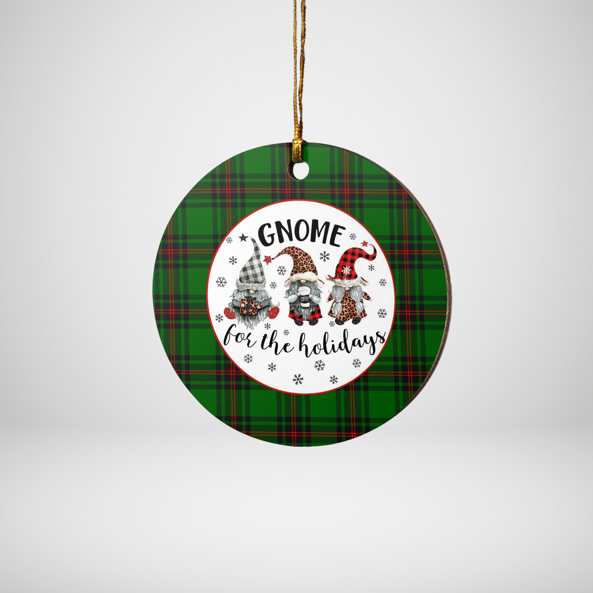 Clan Fife District Tartan Tartan Crest Gnome Round Ceramic Ornament CP98 Fife District Tartan Tartan Christmas   