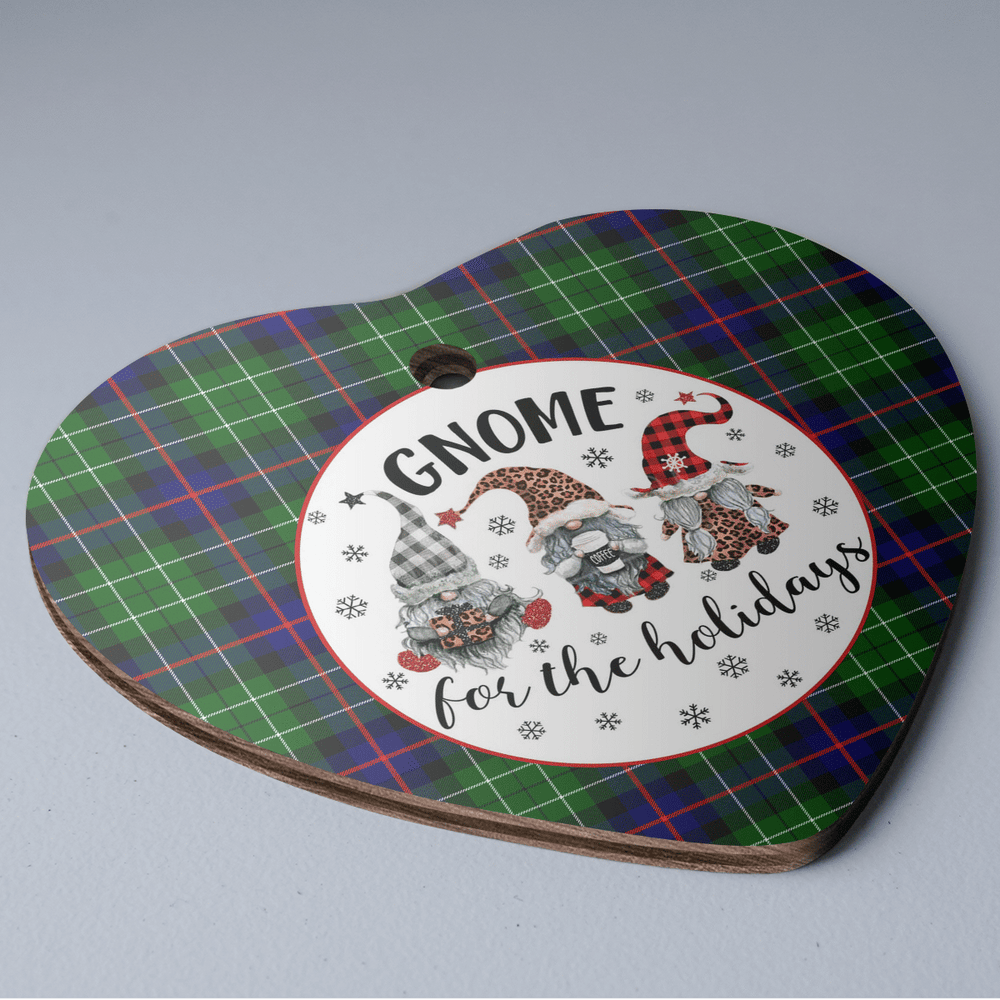 Clan Leslie Hunting Tartan Tartan Crest Gnome Heart Ceramic Ornament FF39 Leslie Hunting Tartan Tartan Christmas   
