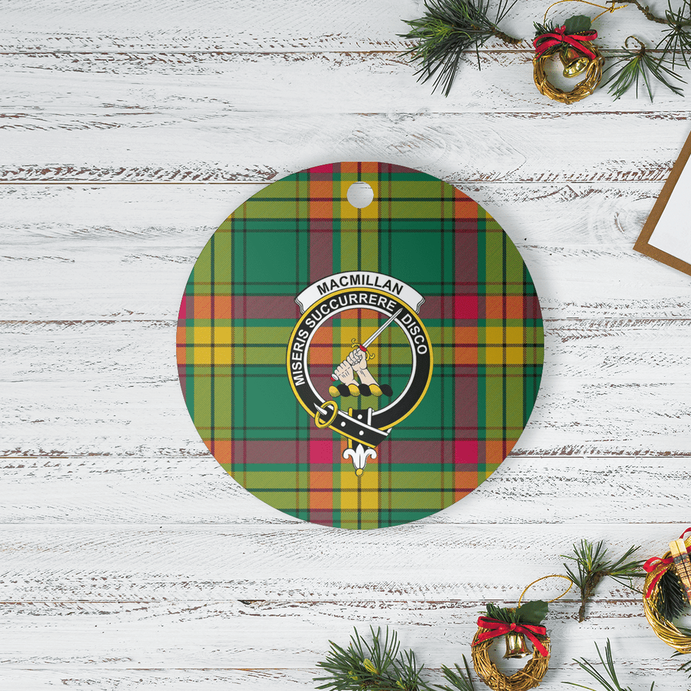 Clan MacMillan Old Ancient Tartan Crest Round Ceramic Ornament GS55 MacMillan Old Ancient Tartan Tartan Christmas   