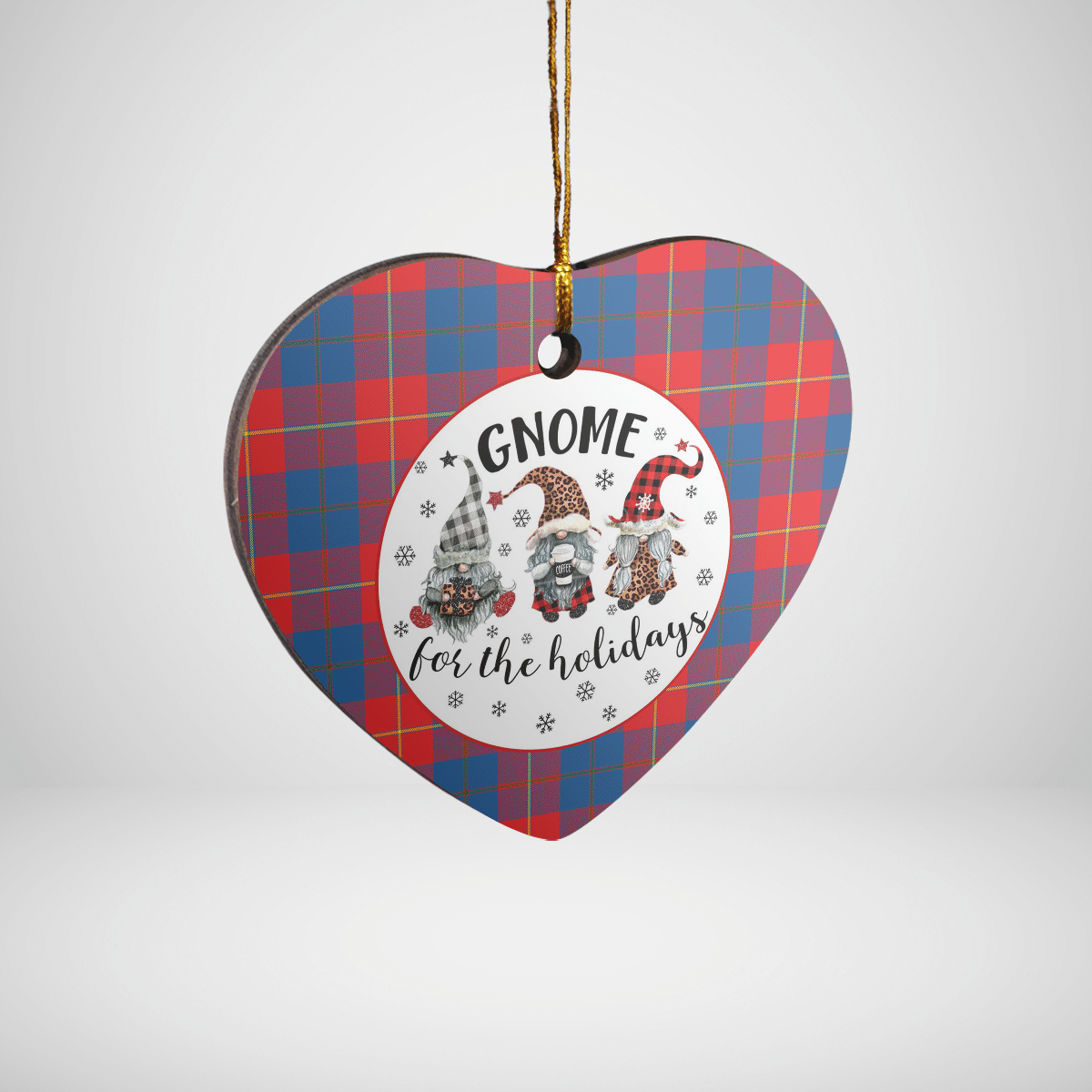 Clan Galloway Red Tartan Tartan Crest Gnome Heart Ceramic Ornament BM48 Galloway Red Tartan Tartan Christmas   