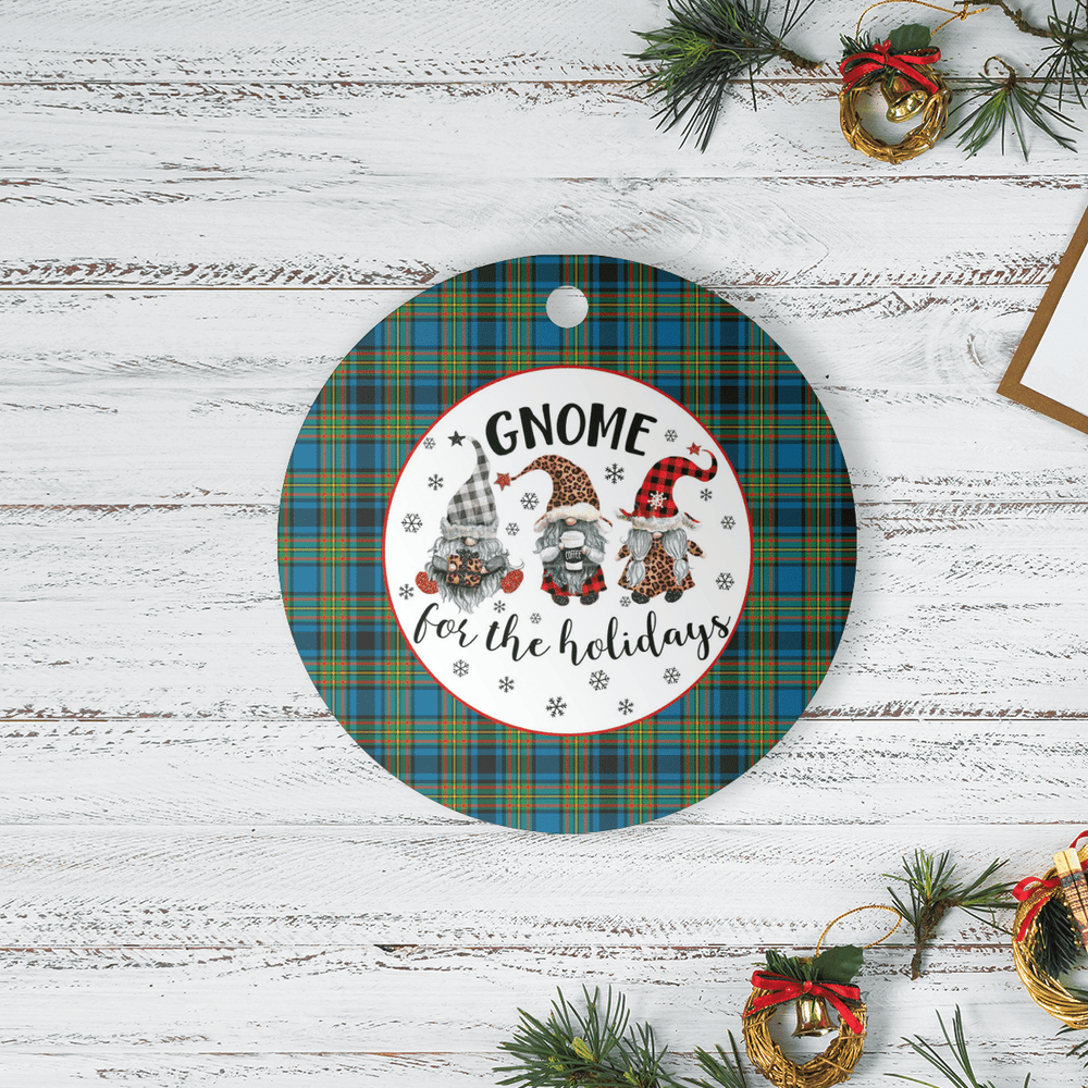 Clan Gillies Ancient Tartan Tartan Crest Gnome Round Ceramic Ornament HK32 Gillies Ancient Tartan Tartan Christmas   