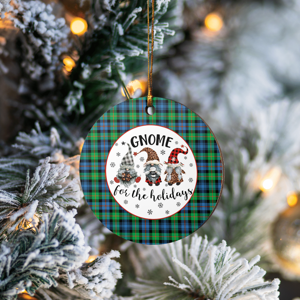 Clan Murray of Atholl Ancient Tartan Tartan Crest Gnome Round Ceramic Ornament PM16 Murray of Atholl Ancient Tartan Tartan Christmas   