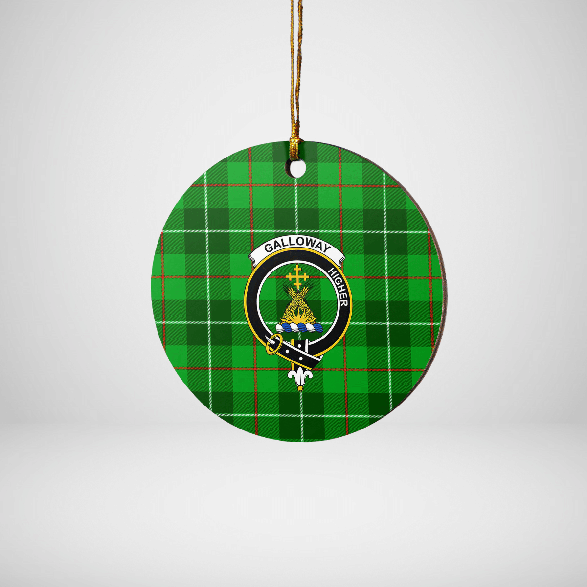 Clan Galloway District Tartan Crest Round Ceramic Ornament CN20 Galloway District Tartan Tartan Christmas   