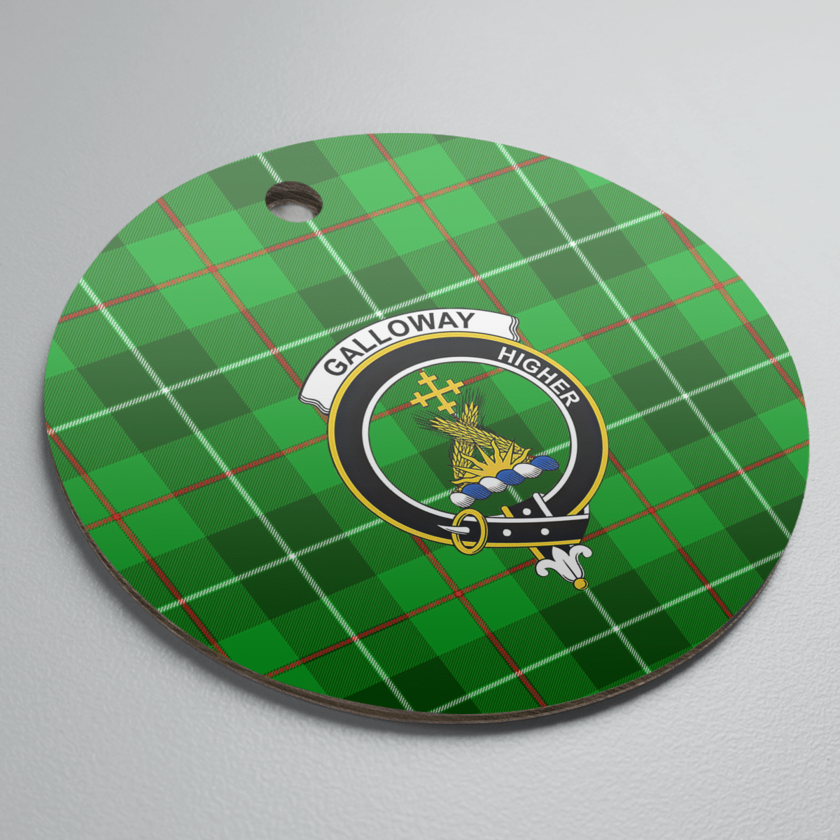 Clan Galloway District Tartan Crest Round Ceramic Ornament CN20 Galloway District Tartan Tartan Christmas   