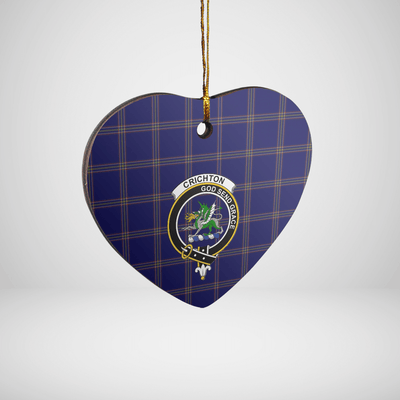 Clan Crichton Tartan Crest Heart Ceramic Ornament PZ75