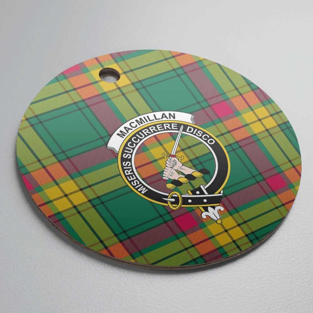 Clan MacMillan Old Ancient Tartan Crest Round Ceramic Ornament GS55 MacMillan Old Ancient Tartan Tartan Christmas   