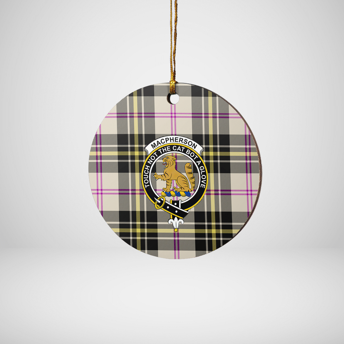 Clan MacPherson Dress Ancient Tartan Crest Round Ceramic Ornament DU89 MacPherson Dress Ancient Tartan Tartan Christmas   