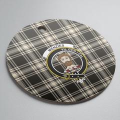 Clan Menzies Black & White Ancient Tartan Crest Round Ceramic Ornament DR46 Menzies Black & White Ancient Tartan Tartan Christmas   