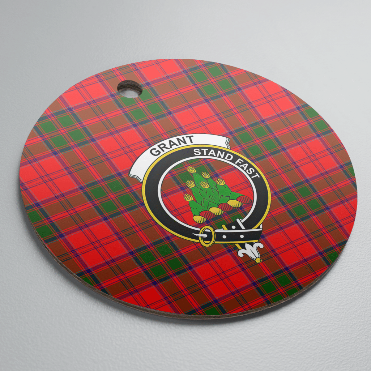 Clan Grant Modern Tartan Crest Round Ceramic Ornament SN54 Grant Modern Tartan Tartan Christmas   