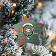 Clan Shaw Green Modern Tartan Crest Star Ceramic Ornament DA28 Shaw Green Modern Tartan Tartan Christmas   