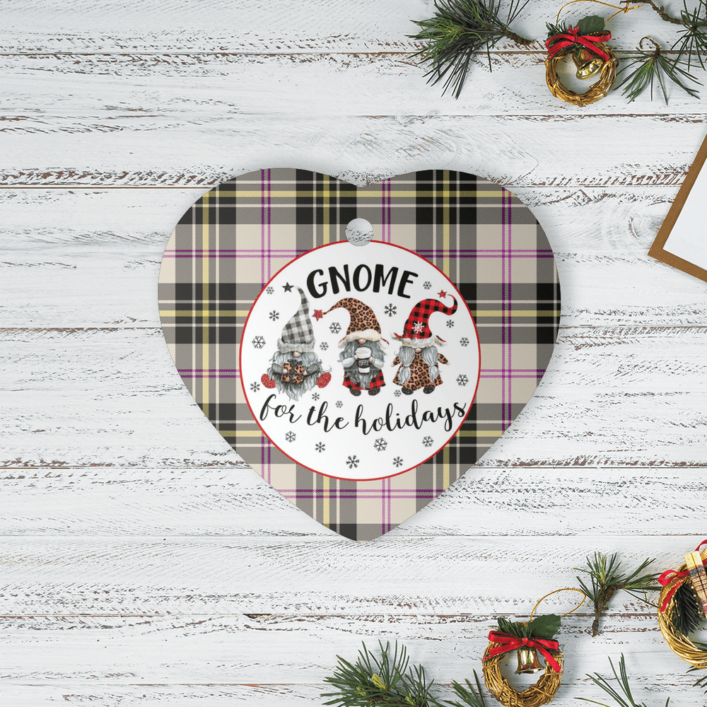 Clan MacPherson Dress Ancient Tartan Tartan Crest Gnome Heart Ceramic Ornament GR27 MacPherson Dress Ancient Tartan Tartan Christmas   