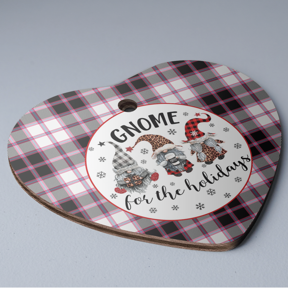 Clan MacPherson Hunting Modern Tartan Tartan Crest Gnome Heart Ceramic Ornament OM85 MacPherson Hunting Modern Tartan Tartan Christmas   