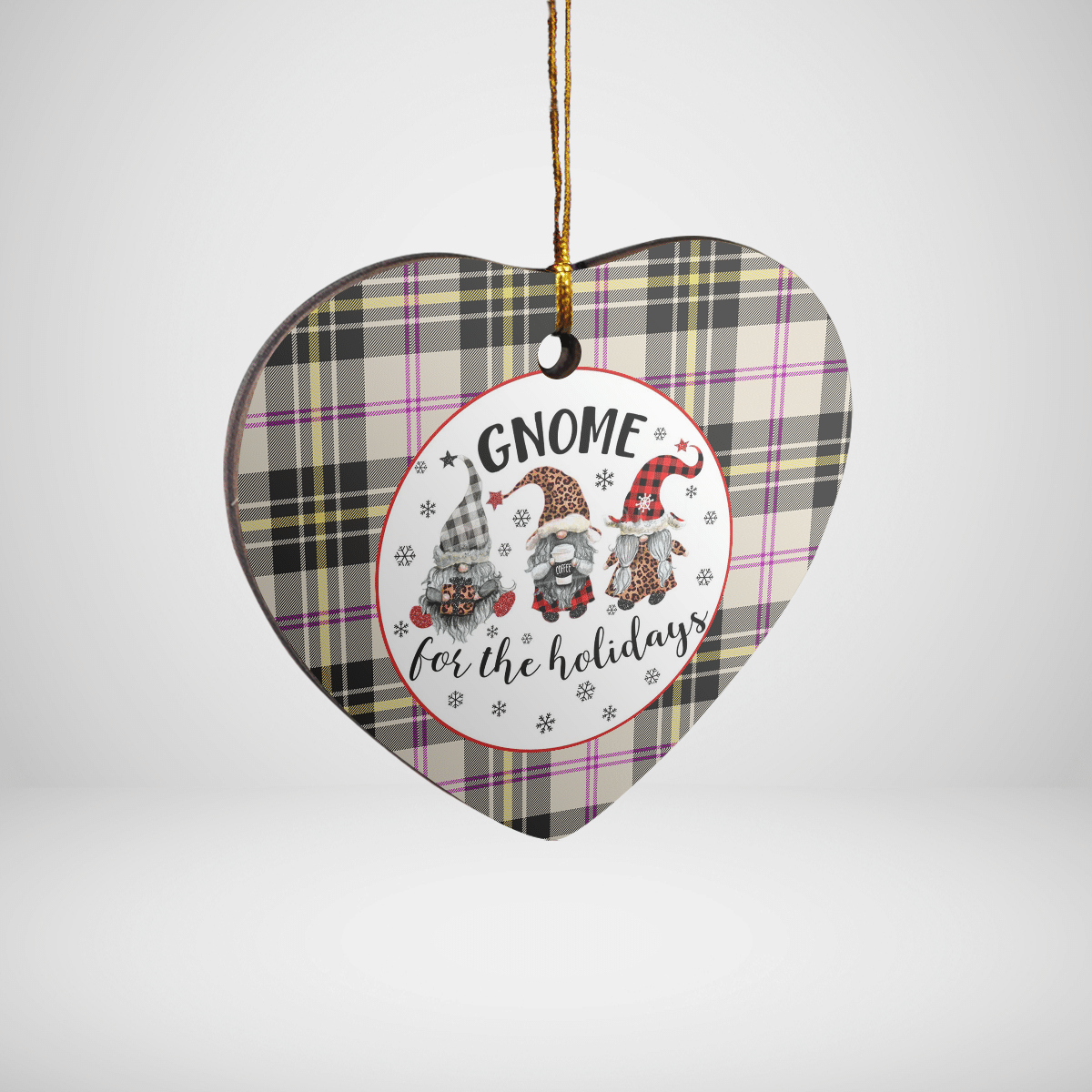 Clan MacPherson Dress Ancient Tartan Tartan Crest Gnome Heart Ceramic Ornament GR27 MacPherson Dress Ancient Tartan Tartan Christmas   