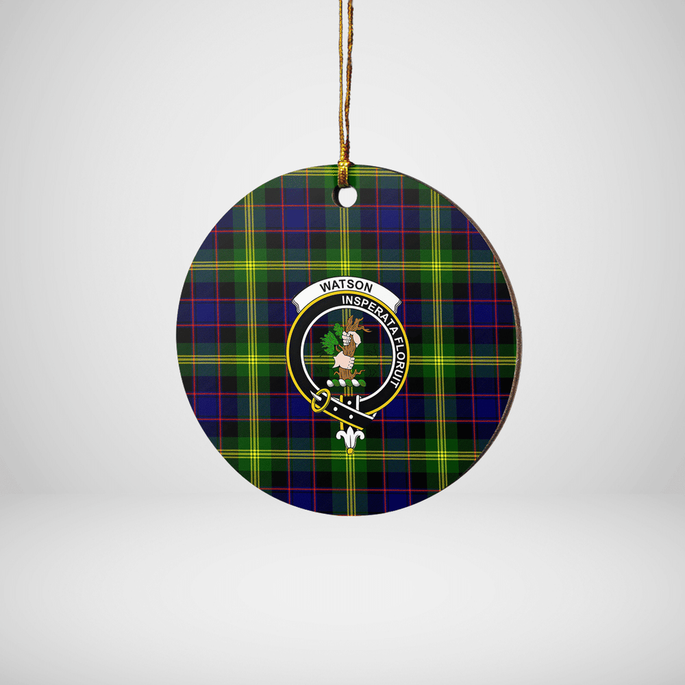 Clan Watson Modern Tartan Crest Round Ceramic Ornament SD53 Watson Modern Tartan Tartan Christmas   