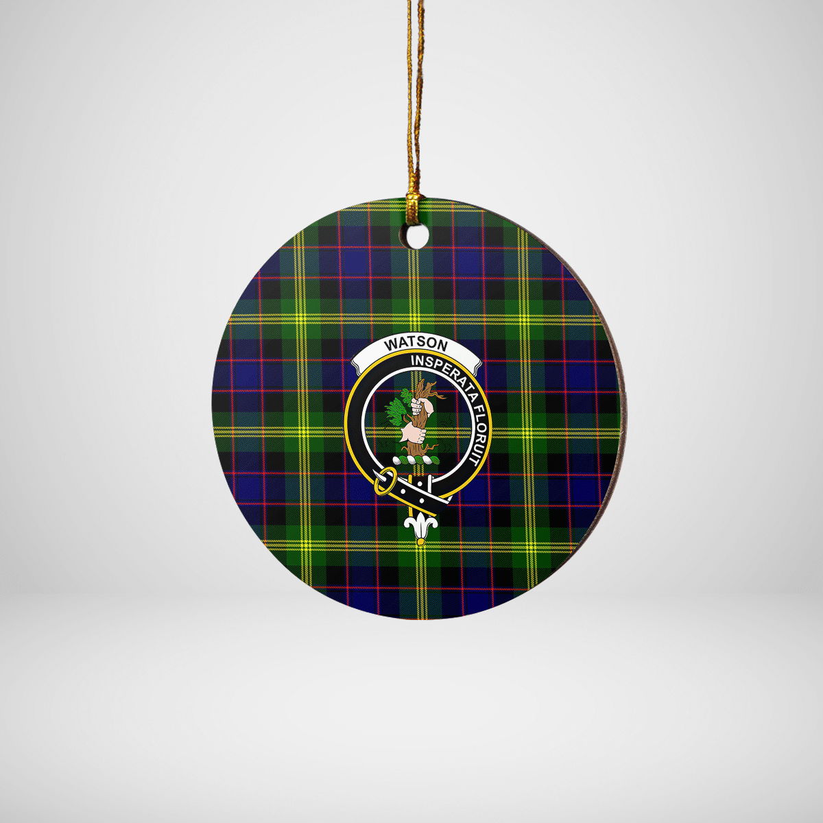 Clan Watson Modern Tartan Crest Round Ceramic Ornament SD53 Watson Modern Tartan Tartan Christmas   