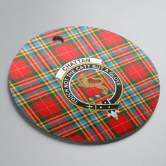 Clan Chattan Tartan Crest Round Ceramic Ornament YQ27 Chattan Tartan Tartan Christmas   