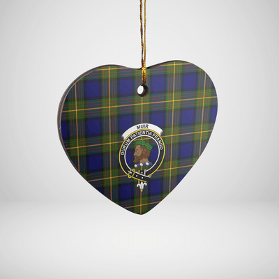 Clan Muir Tartan Crest Heart Ceramic Ornament