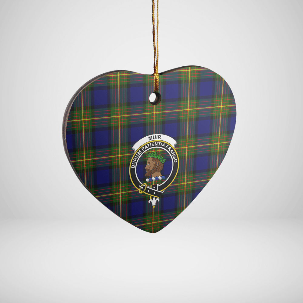 Clan Muir Tartan Crest Heart Ceramic Ornament VH24 Muir Tartan Tartan Christmas   