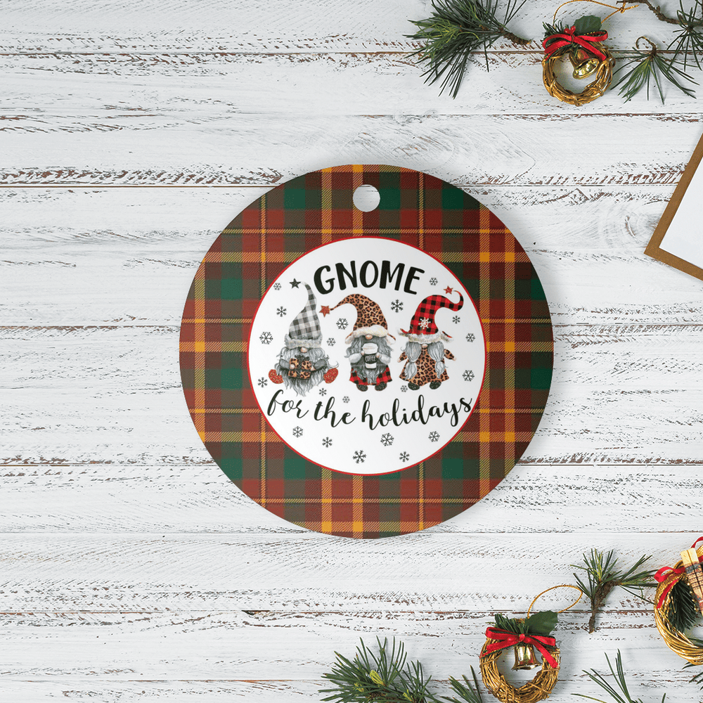 Clan McNally Tartan Tartan Crest Gnome Round Ceramic Ornament PD21 McNally Tartan Tartan Christmas   