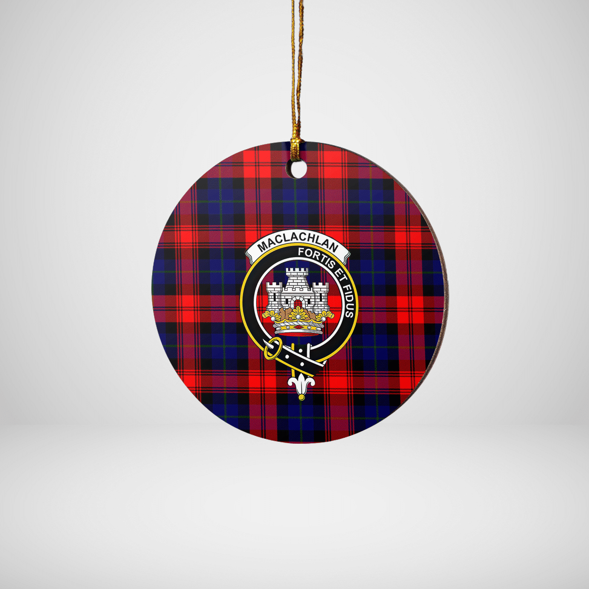 Clan MacLachlan Modern Tartan Crest Round Ceramic Ornament KS78 MacLachlan Modern Tartan Tartan Christmas   