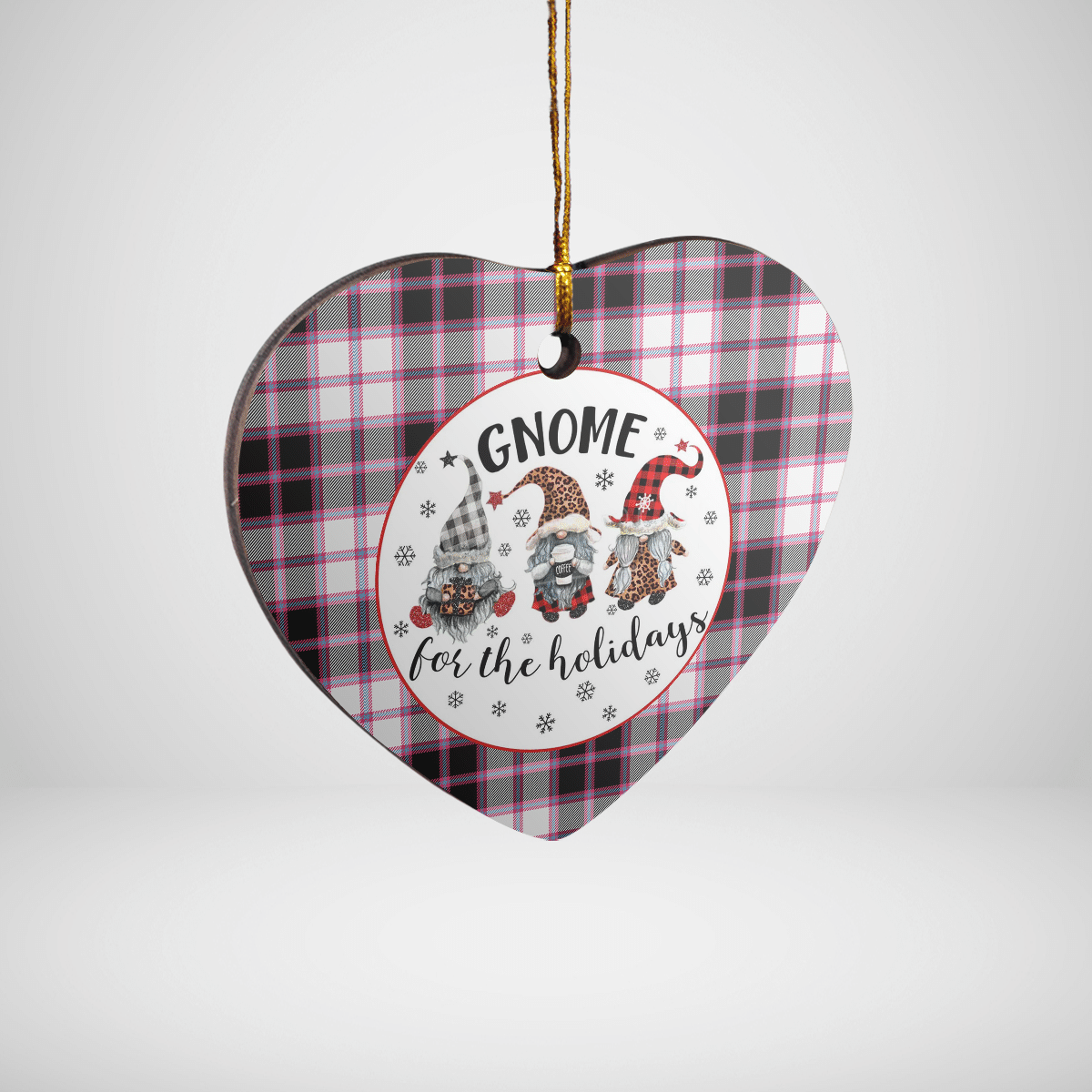 Clan MacPherson Hunting Modern Tartan Tartan Crest Gnome Heart Ceramic Ornament OM85 MacPherson Hunting Modern Tartan Tartan Christmas   
