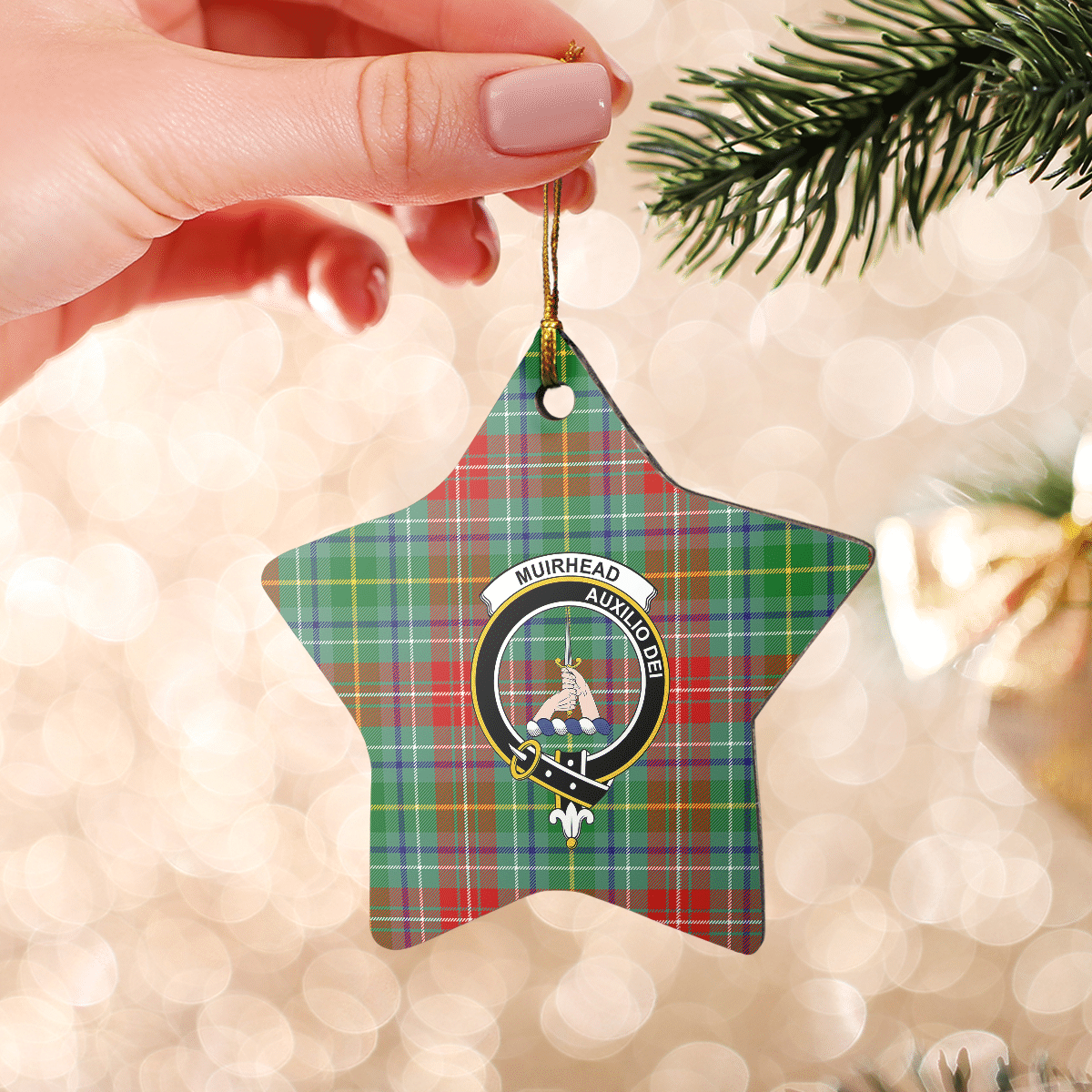Clan Muirhead Tartan Crest Star Ceramic Ornament BM73 Muirhead Tartan Tartan Christmas   