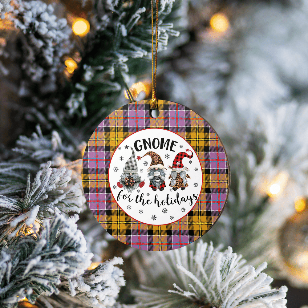 Clan Culloden Ancient Tartan Tartan Crest Gnome Round Ceramic Ornament UD90 Culloden Ancient Tartan Tartan Christmas   
