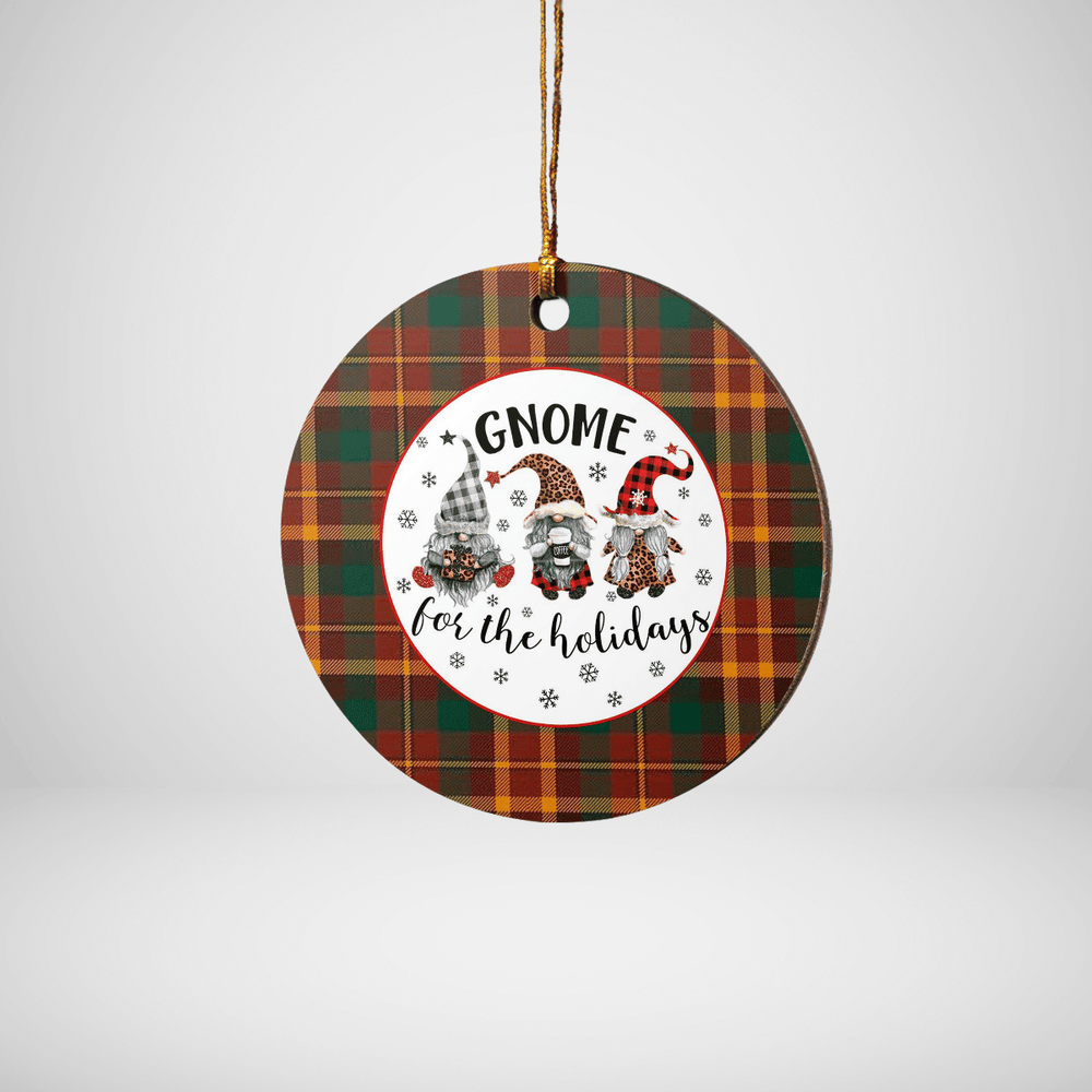 Clan McNally Tartan Tartan Crest Gnome Round Ceramic Ornament PD21 McNally Tartan Tartan Christmas   