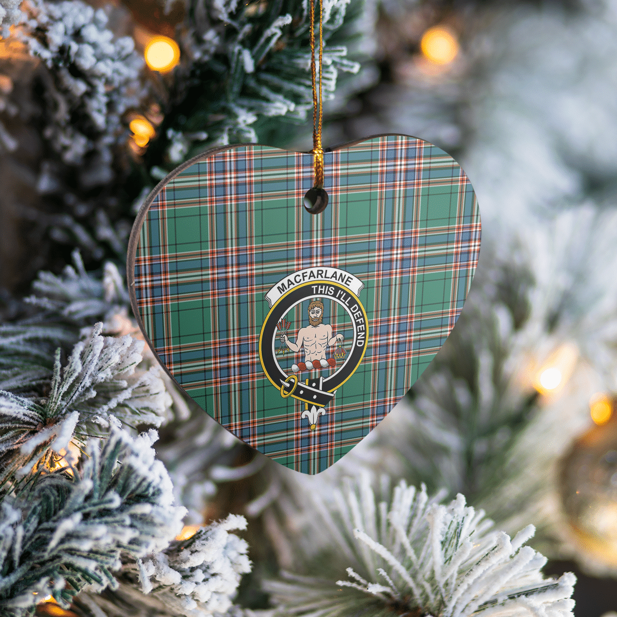 Clan MacFarlane Hunting Ancient Tartan Crest Heart Ceramic Ornament ZI26 MacFarlane Hunting Ancient Tartan Tartan Christmas   