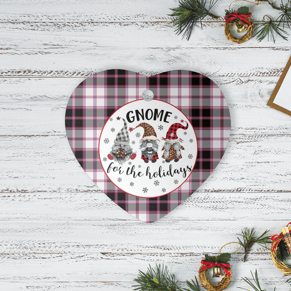 Clan MacPherson Hunting Modern Tartan Tartan Crest Gnome Heart Ceramic Ornament OM85 MacPherson Hunting Modern Tartan Tartan Christmas   