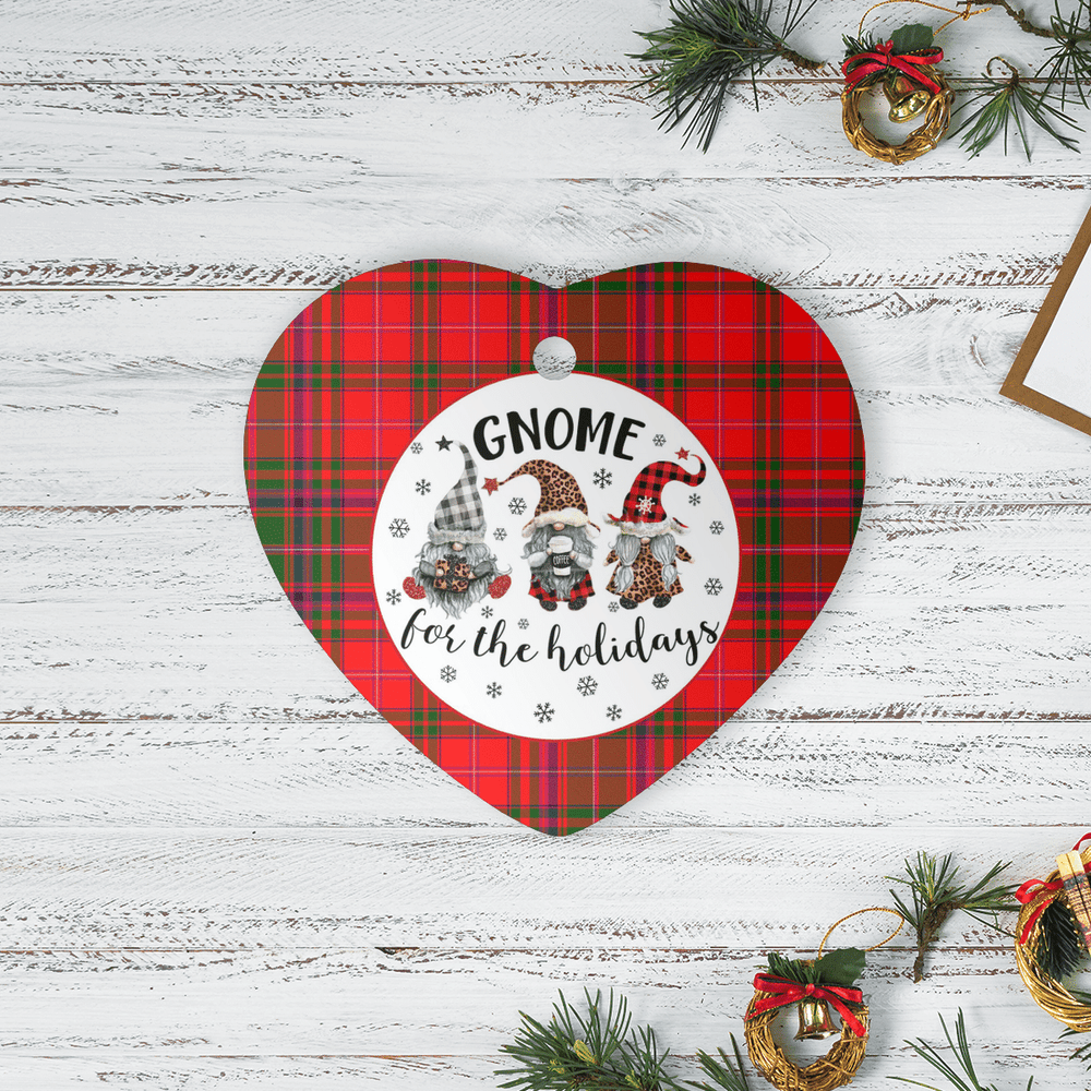 Clan MacDougall Modern Tartan Tartan Crest Gnome Heart Ceramic Ornament PN26 MacDougall Modern Tartan Tartan Christmas   