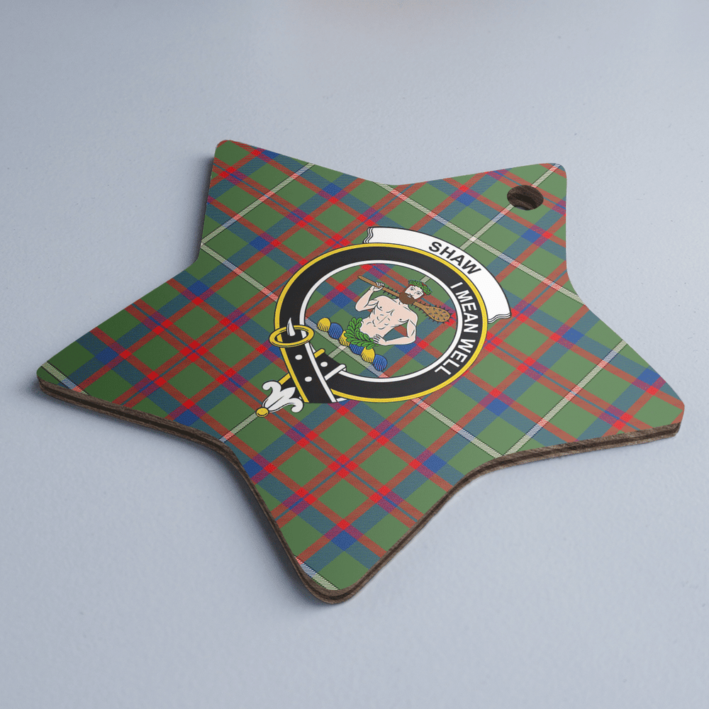 Clan Shaw Green Modern Tartan Crest Star Ceramic Ornament DA28 Shaw Green Modern Tartan Tartan Christmas   