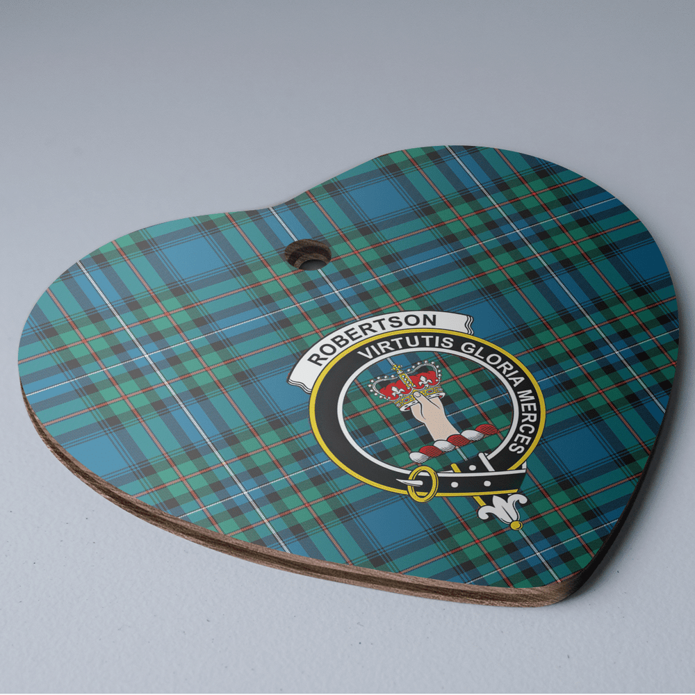 Clan Robertson Hunting Ancient Tartan Crest Heart Ceramic Ornament CK79 Robertson Hunting Ancient Tartan Tartan Christmas   