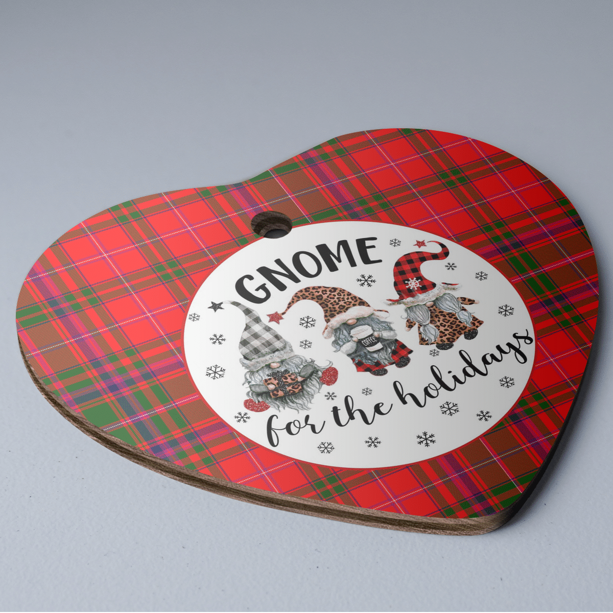 Clan MacDougall Modern Tartan Tartan Crest Gnome Heart Ceramic Ornament PN26 MacDougall Modern Tartan Tartan Christmas   
