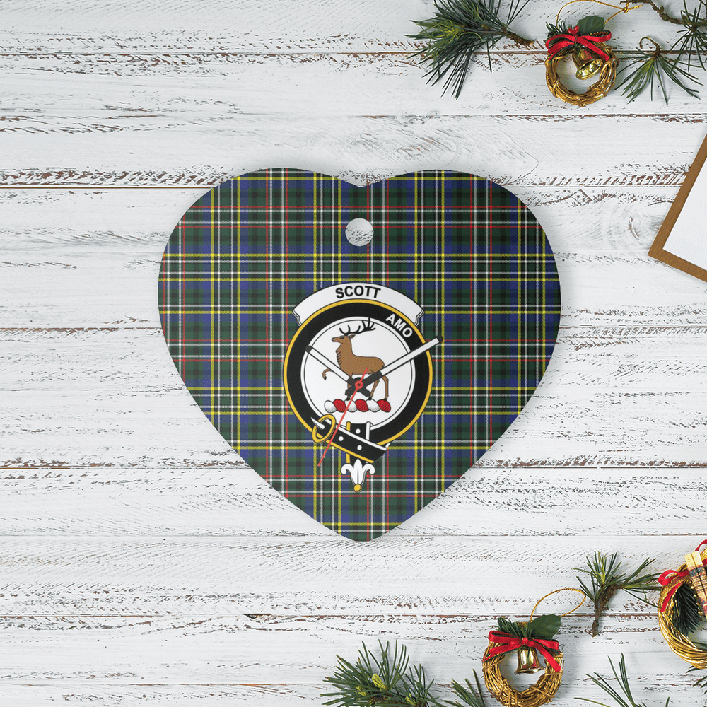 Clan Scott Green Modern Tartan Crest Heart Ceramic Ornament OV87 Scott Green Modern Tartan Tartan Christmas   
