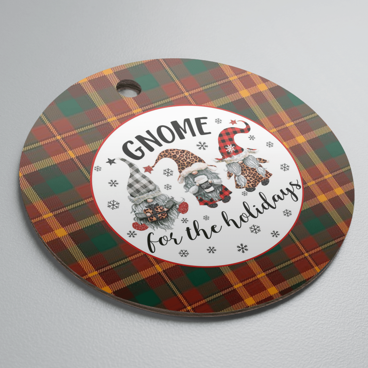 Clan McNally Tartan Tartan Crest Gnome Round Ceramic Ornament PD21 McNally Tartan Tartan Christmas   