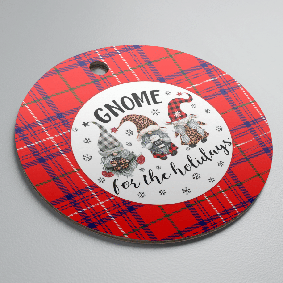 Clan Rose Tartan Tartan Crest Gnome Round Ceramic Ornament RU28 Rose Tartan Tartan Christmas   
