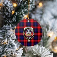 Clan MacLachlan Modern Tartan Crest Round Ceramic Ornament KS78 MacLachlan Modern Tartan Tartan Christmas   