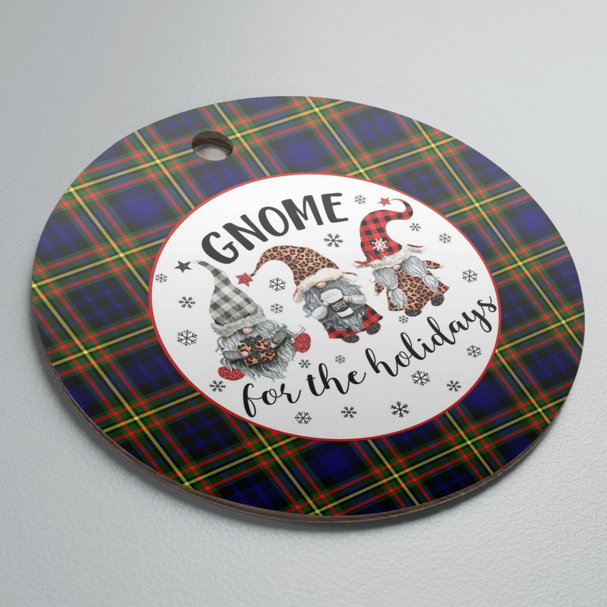 Clan MacLellan Modern Tartan Tartan Crest Gnome Round Ceramic Ornament FY92 MacLellan Modern Tartan Tartan Christmas   