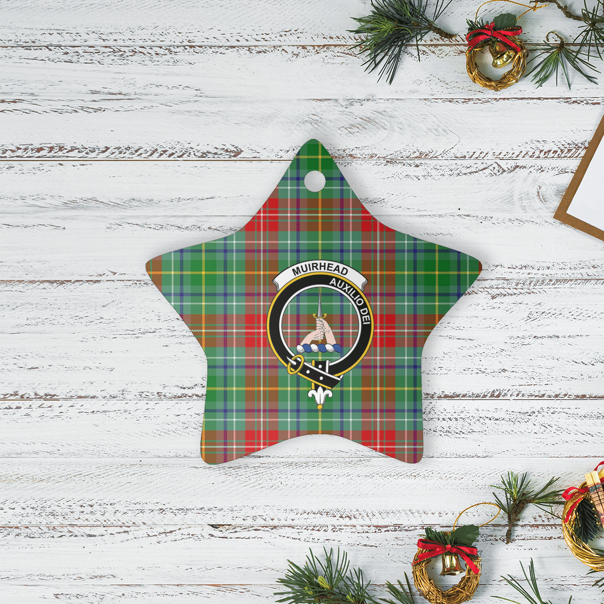 Clan Muirhead Tartan Crest Star Ceramic Ornament BM73 Muirhead Tartan Tartan Christmas   