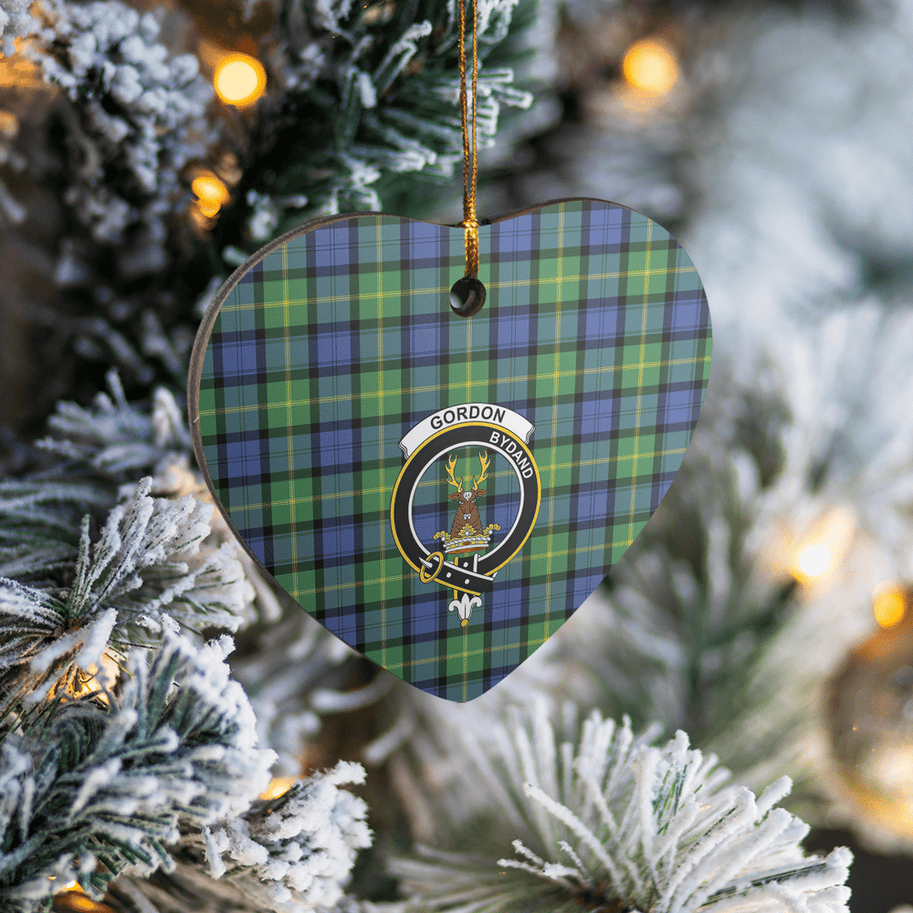 Clan Gordon Old Ancient Tartan Crest Heart Ceramic Ornament QG63 Gordon Old Ancient Tartan Tartan Christmas   
