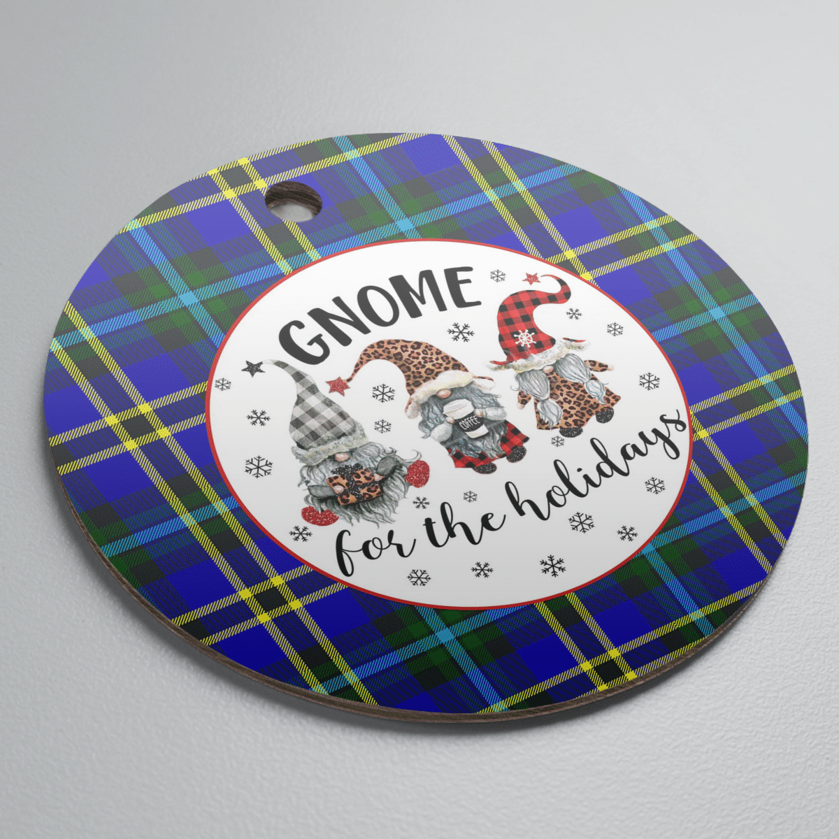 Clan Weir Modern Tartan Tartan Crest Gnome Round Ceramic Ornament NN74 Weir Modern Tartan Tartan Christmas   