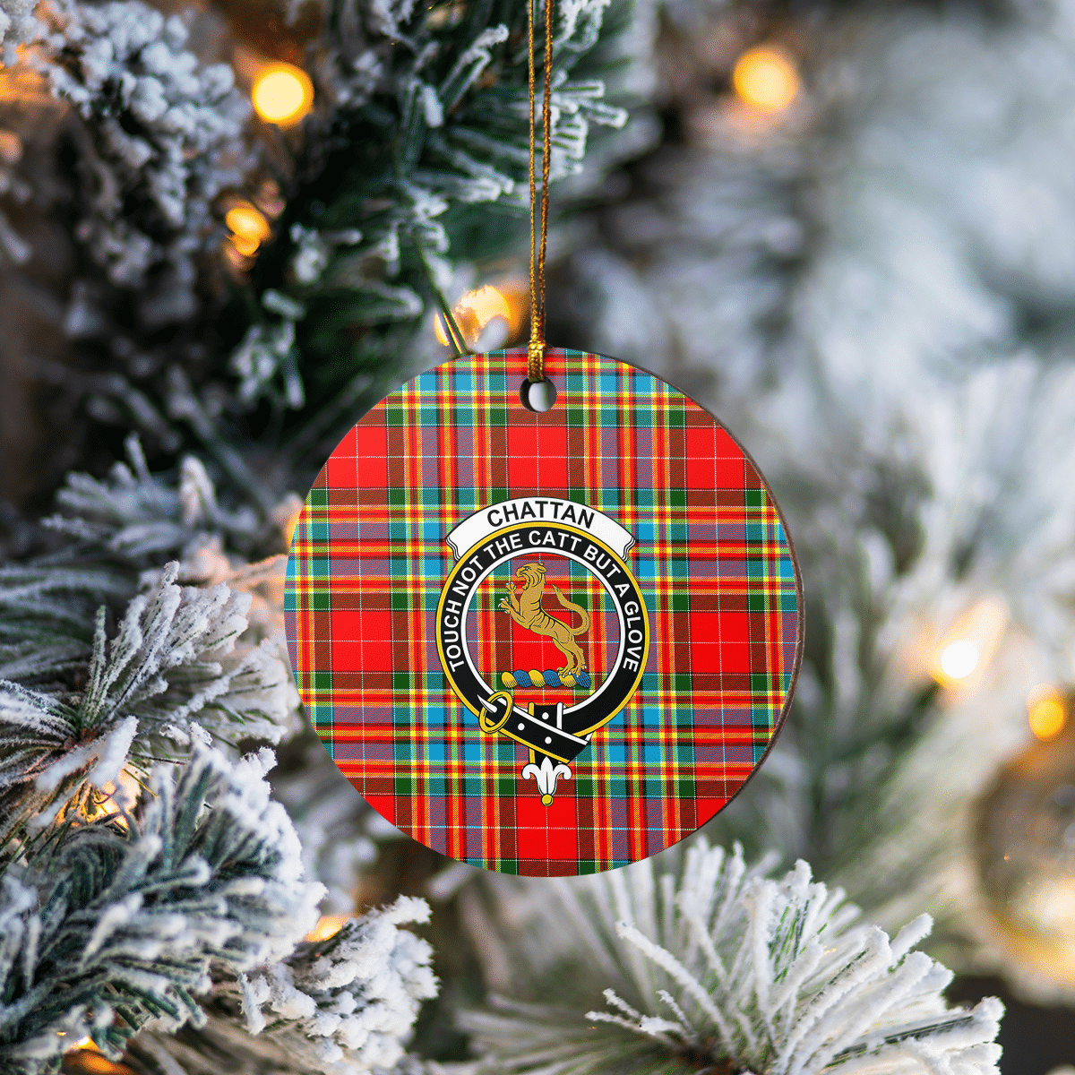 Clan Chattan Tartan Crest Round Ceramic Ornament YQ27 Chattan Tartan Tartan Christmas   