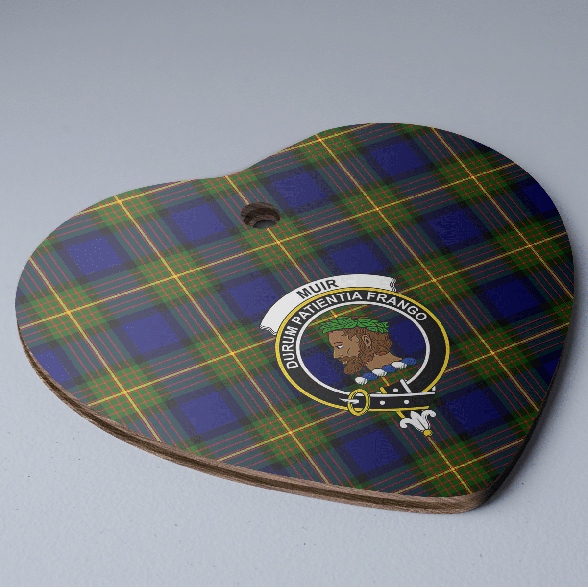 Clan Muir Tartan Crest Heart Ceramic Ornament VH24 Muir Tartan Tartan Christmas   