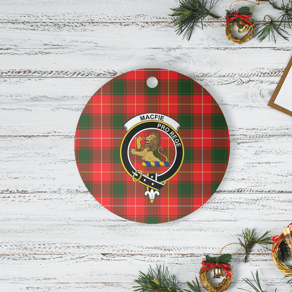 Clan MacFie Tartan Crest Round Ceramic Ornament CD28 MacFie Tartan Tartan Christmas   