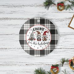 Clan MacFarlane Black & White Ancient Tartan Tartan Crest Gnome Round Ceramic Ornament TH21 MacFarlane Black & White Ancient Tartan Tartan Christmas   