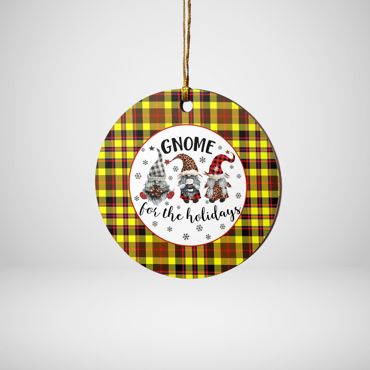 Clan Jardine Tartan Tartan Crest Gnome Round Ceramic Ornament WH35 Jardine Tartan Tartan Christmas   